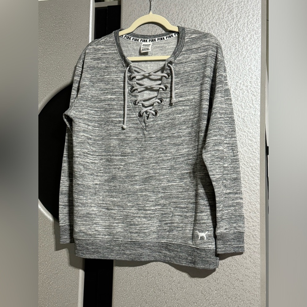 NWOT Victoria's Secret Pink Lace-up
Campus Crew Pullover Sweatshirt Size XS